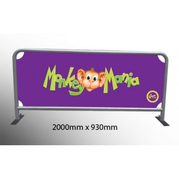 2m x 0.93m - Silver Round Tube Cafe Wind Barrier with Print